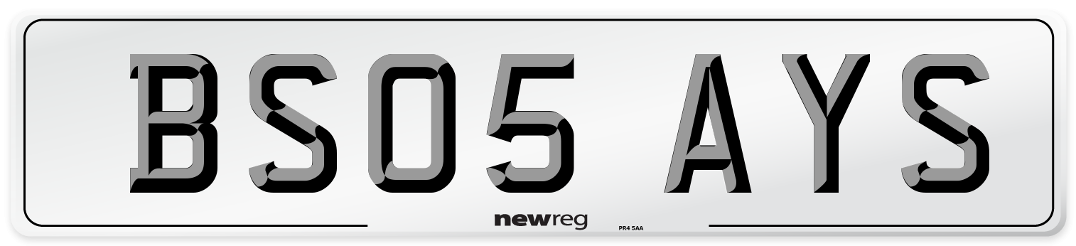 BS05 AYS Number Plate from New Reg